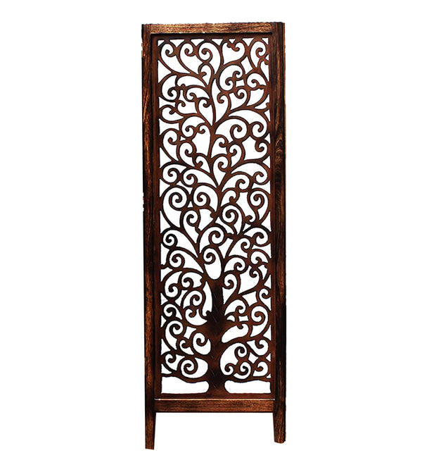 Rajasthani Carved Solid WoodHandmade Room Divider In Brown Colour