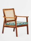 Rattan Sheesham Wood Cane Armchair With Floral