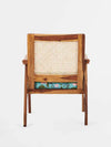 Rattan Sheesham Wood Cane Armchair With Floral