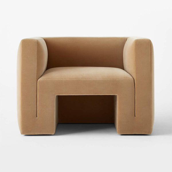 Modern Velvet Lounge Chair Color - Camel