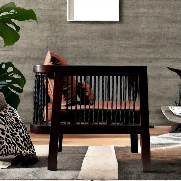 Modern Armchair In Walnut Colour