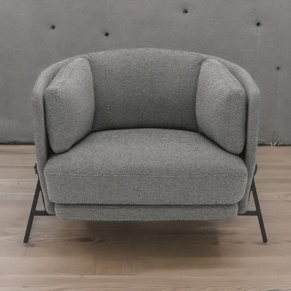 Modern Solid Wood Fabric Armless Chair- Grey Finish