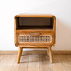 Berlin Teakwood Rattan Side Table With Drawer