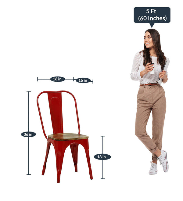 Industrial Metal Mango Solid Wood Top Patio Table Set