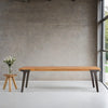 Classic Solid Teakwood Bench With Black Metal Legs