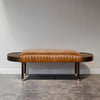Viola Leather Tufted Bench With Attached Tables