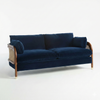 Bleu Nuit Acacia Wood 3 Seater Rattan Sofa