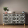 Bone Inlay Floral Sideboard in Black & White