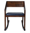 Modern Solid Wood Rocking Chair in Brown & Dark Blue Colour