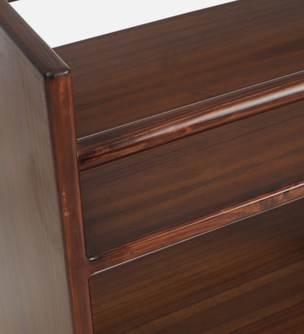 Wooden Bar Trolley in Walnut Veneer Finish