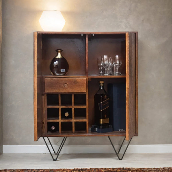 Premium Finish Mango Wood Bar Cabinet