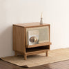 Berlin Solid Wood 1- Door Rattan Cabinet