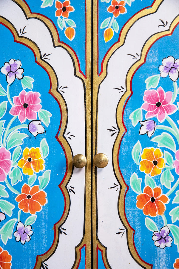 Floral Mango Wood Hand Painted Cabinet