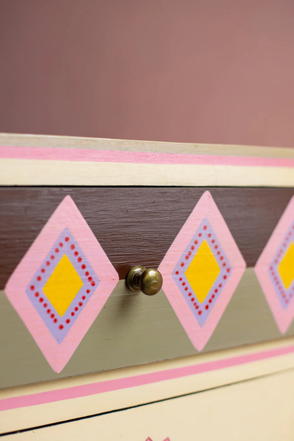 Living Room Wooden Cabinet - floral design