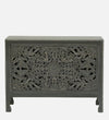 Rajasthani Hand Carved Modern Solid Wood Chest Of Drawers In Grey Finish