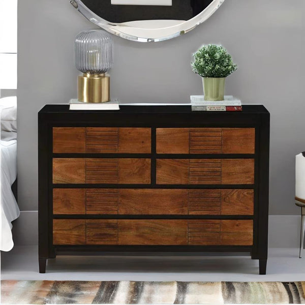 Modern Solid Wood Chest of Drawers in Dual Tone Finish