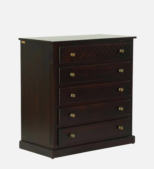 Classic Sheesham Wood Chest Of Drawers In Dark Mahogany Finish