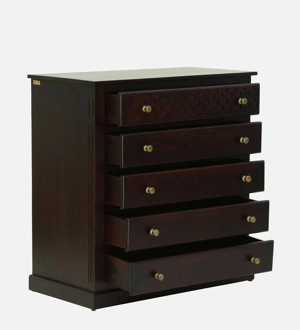 Classic Sheesham Wood Chest Of Drawers In Dark Mahogany Finish