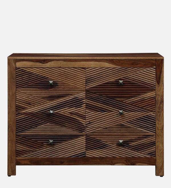 Classic Sheesham Wood Chest Of Drawers In Rustic Teak Finish