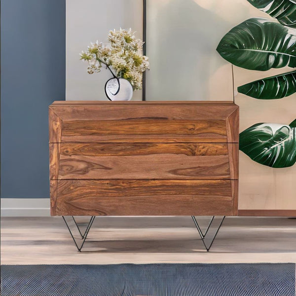 Classic Sheesham Wood Chest of Drawers in Autumn Brown Finish