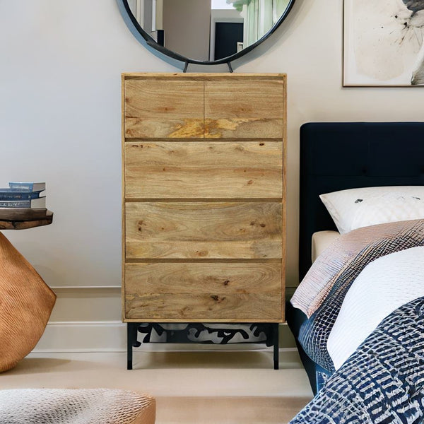 Modern Solid Wood Chest Of Drawers In Natural Finish