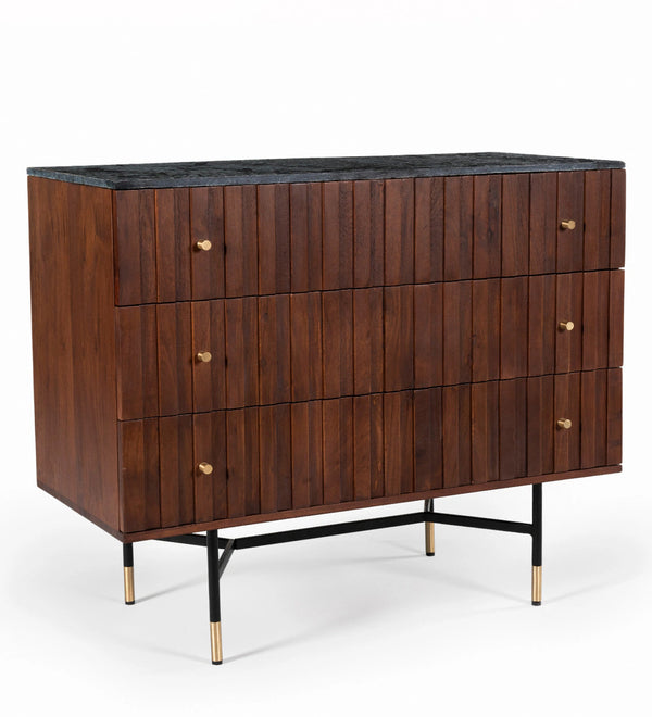 Modern Solid Wood Chest of Drawer in Autumn Brown Finish