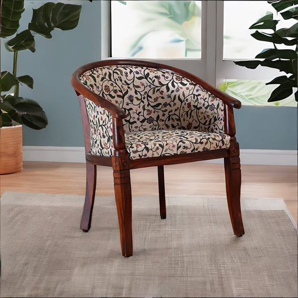 Classic Sheesham Wood Arm Chair In Multicolor & Honey Oak Finish