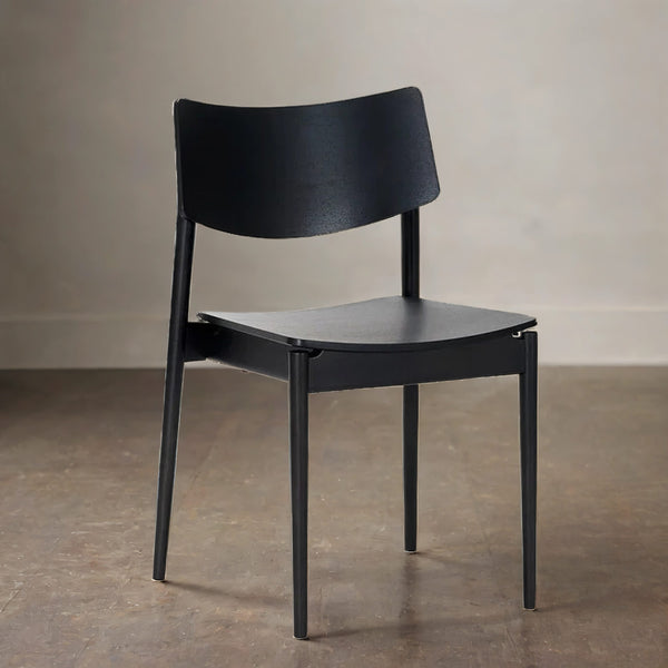 Modern Solid Wood Dining Chair - Black Finish