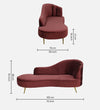 Velvet Chaise Lounge Chair in Red Wine Colour