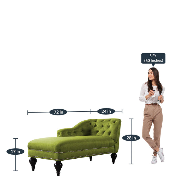 Modern RHS Fabric Chaise Lounger in Olive Green Colour