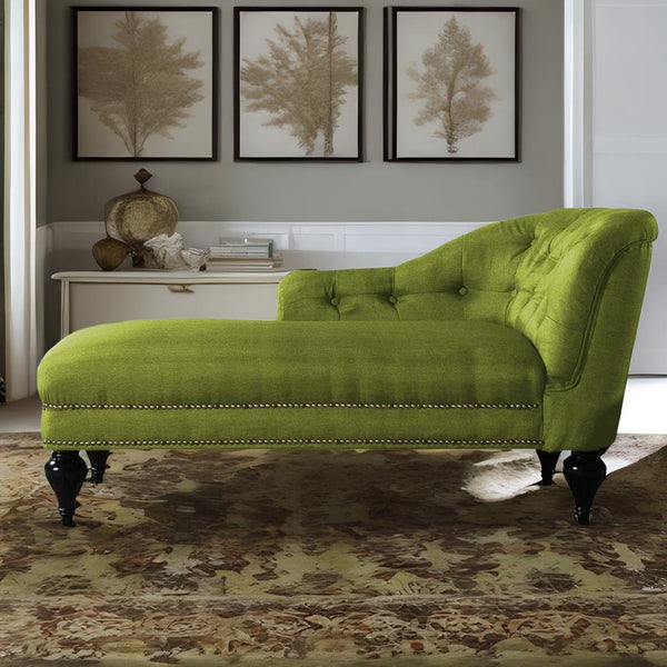 Modern RHS Fabric Chaise Lounger in Olive Green Colour