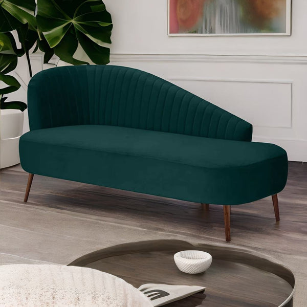 Modern Velvet Chaise Lounger in Green Colour