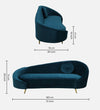 Velvet Chaise Lounge Chair in Teal Blue Colour