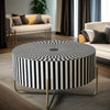 Bone Inlay Round Black And White Coffee Table
