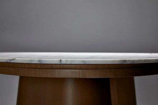 Classic Marble & Walnut Square Dining Table