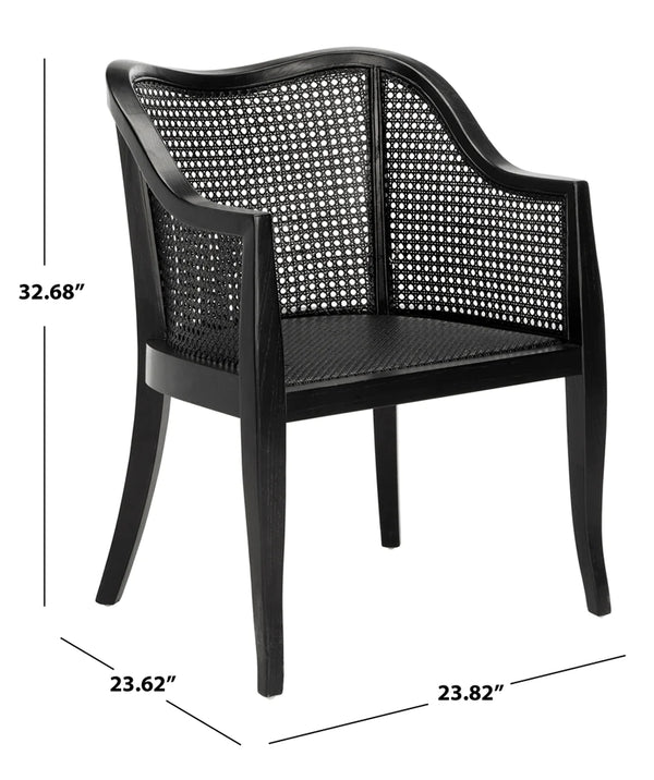 Modern Rattan Solid WoodArm Chair- Black Finish