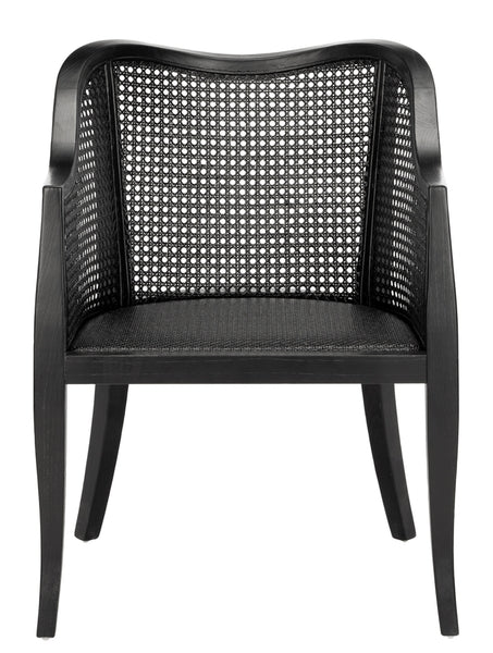 Modern Rattan Solid WoodArm Chair- Black Finish