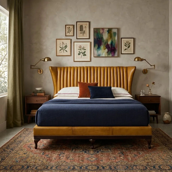 Faetano Leather Upholstered Bed - All Sizes