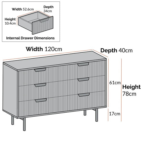 Modern Solid Wood Chest of 6 Drawer - White Finish