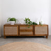 Berlin Teakwood Rattan Entertainment Unit With Drawers