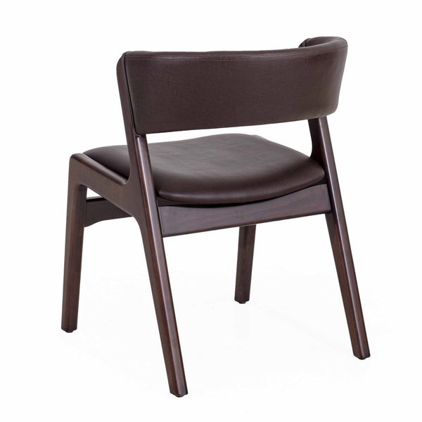 Modern Solid Wood & Leather Curved Arm Chair