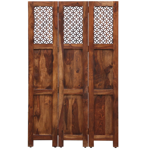 Rajasthani CarvedSheesham Wood Room Divider In Natural Finish