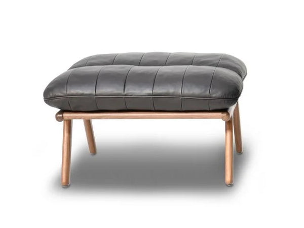 Modern Leather Foot Stool In Charcoal