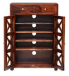 Classic Sheesham Wood Shoe Cabinet In Honey Oak Finish