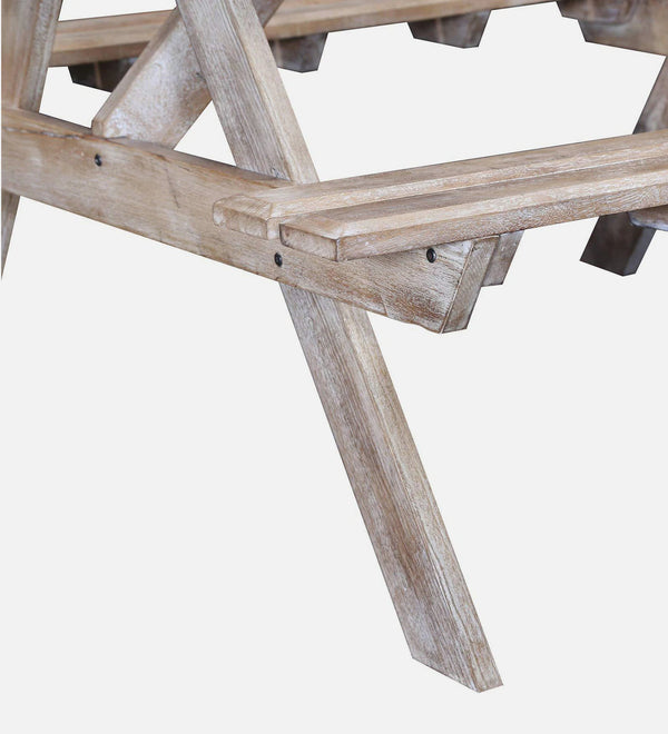 Modern Solid Mango Wood Distress Finish Patio Table Set