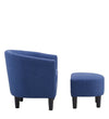 Modern Fabric Royal Blue Wooden Barrel Chair