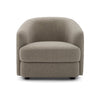 Modern Solid Wood Curved Fabric Lounge Chair