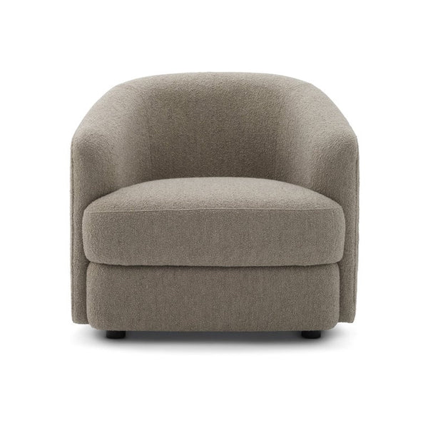 Modern Solid Wood Curved Fabric Lounge Chair