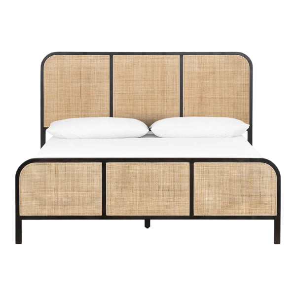 Exquisite Mango Wood Rattan Bed In Curve -All Sizes