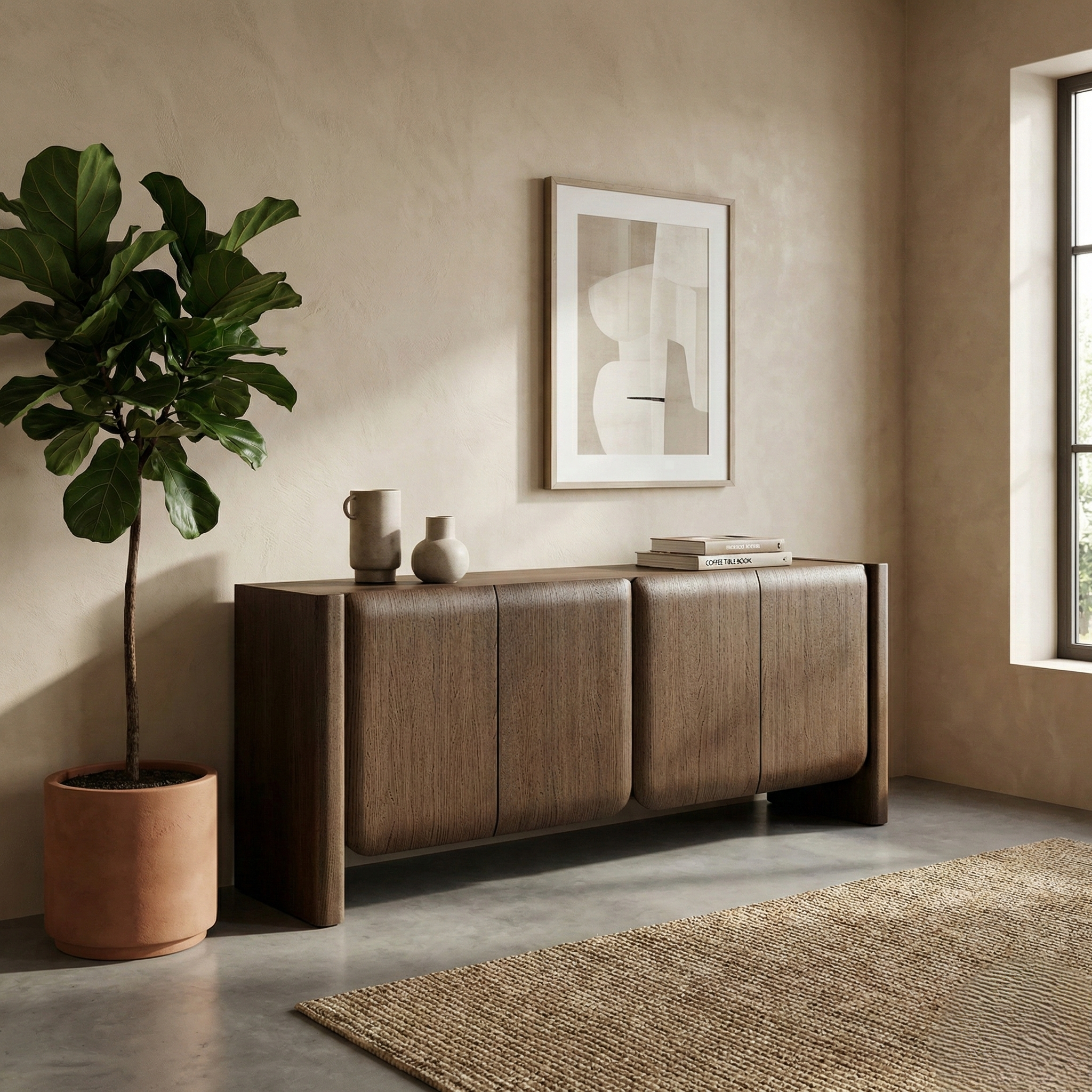 Oakcrest Four Door Sideboard Brown Oak Finish – Homes of Rajasthan